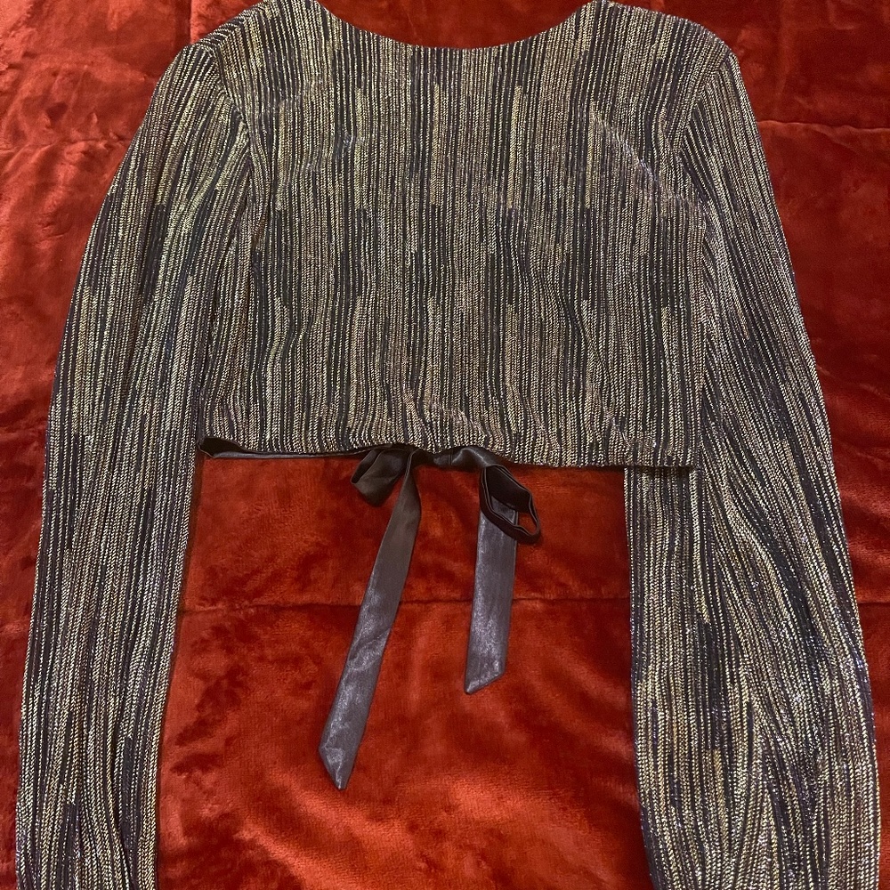 Purple and Gold Long Sleeve Crop Top